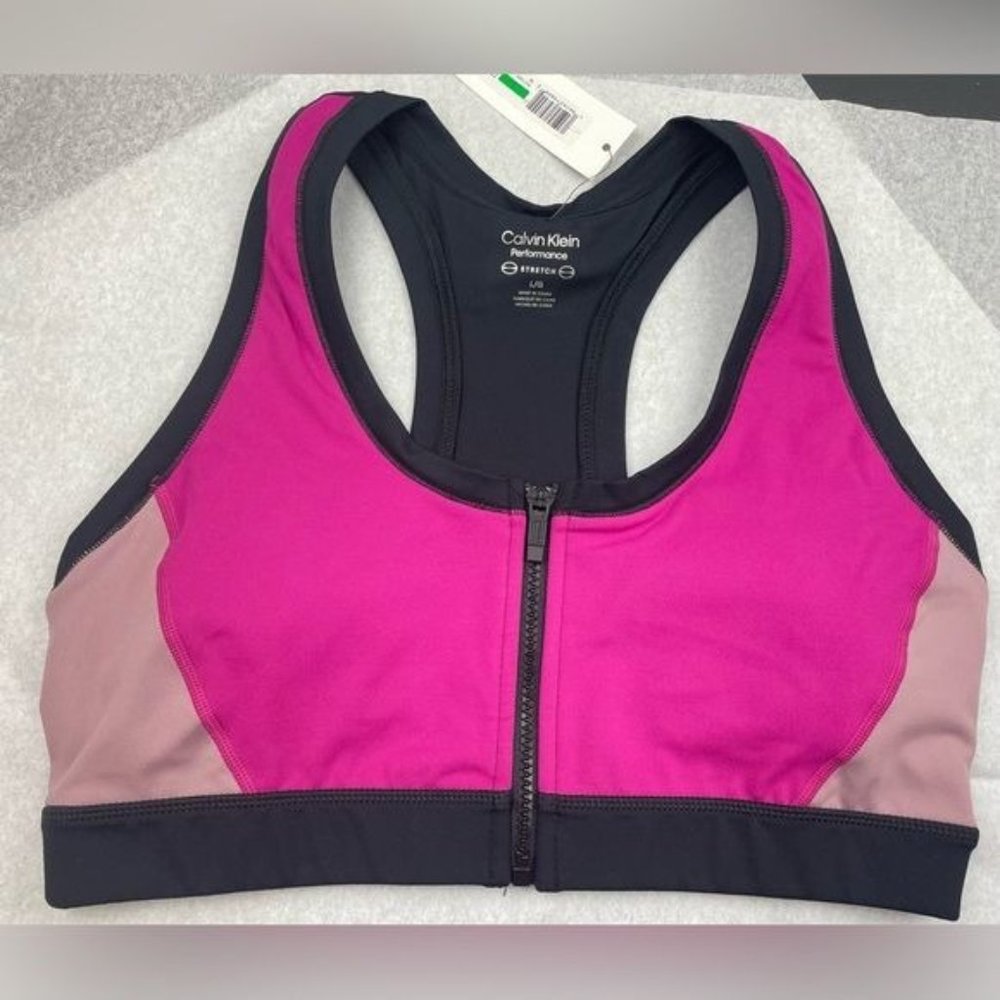 CALVIN KLEIN Performance Embrace Color Block Sports Bra Large - Picture 8 of 8